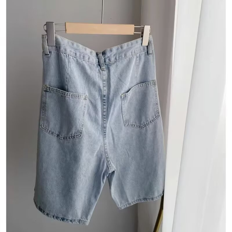 Summer thin denim shorts, Korean version, trendy holes, slim fit, casual fashion pants, men's five point horse pants