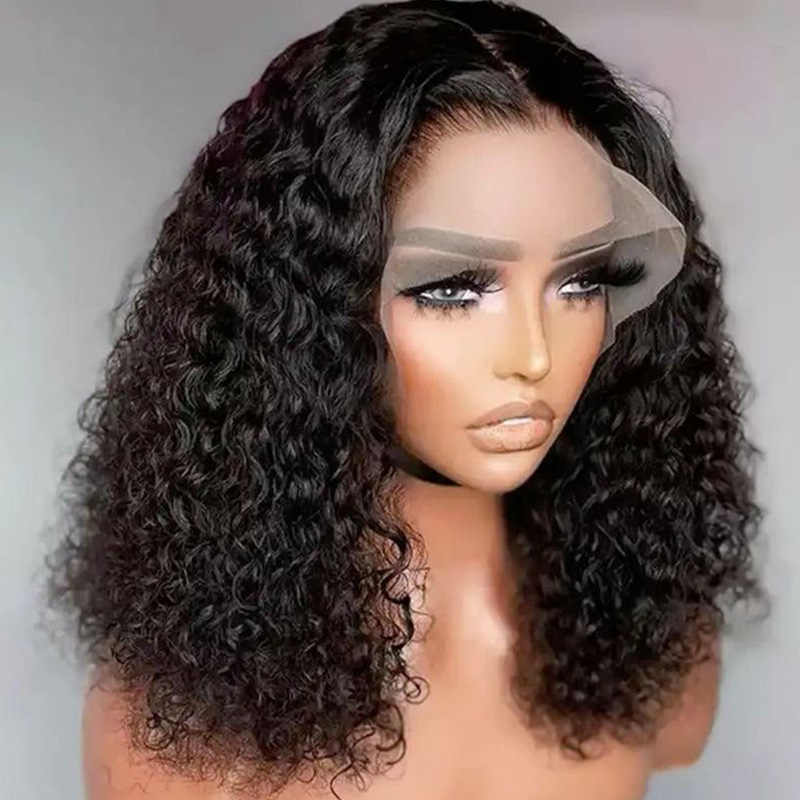 Factory wholesale Curly Short Bob 13X4 Lace Frontal Human Hair Wigs Deep Water Wave 13X4 Lace Front Wig 5x5 Closure Glueless 10a 10A