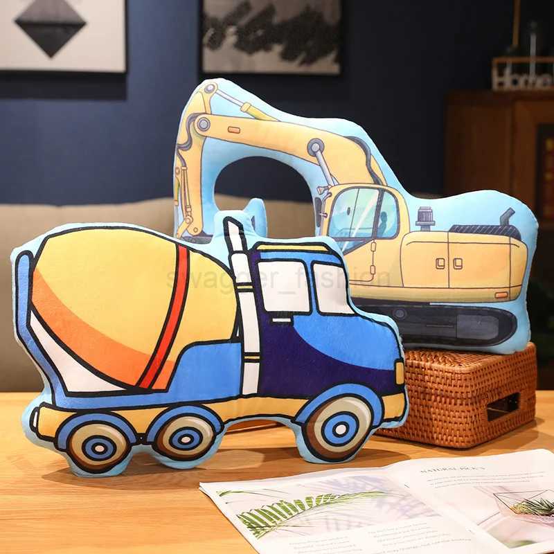 Cartoon Police Car Fire Truck Excavator Plush Toys Stuffed Doll Hug Pillows Chair Cushion Kids Children Boys Gifts Room DecorB270720