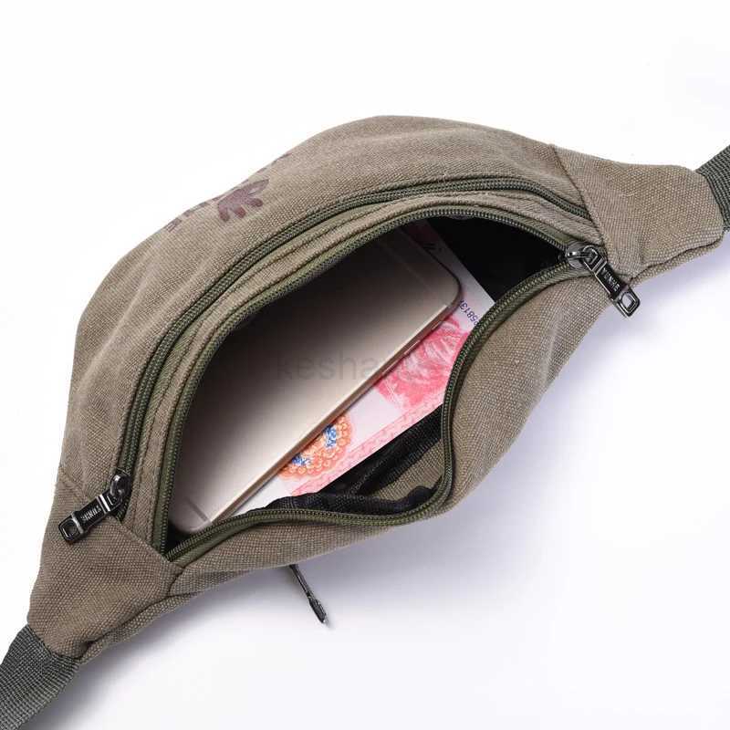 Male Casual Functional Waist Bag Fashional Canvas Purse Creative Ok Gestures Purse Waist Package for Man Canvas Hip BagXJ240720