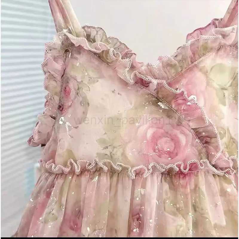 2-7Y Girls Fashionable Princess Dress Korean Children Dress Embroidered Mesh Girls Flower Girl DressXJ240720