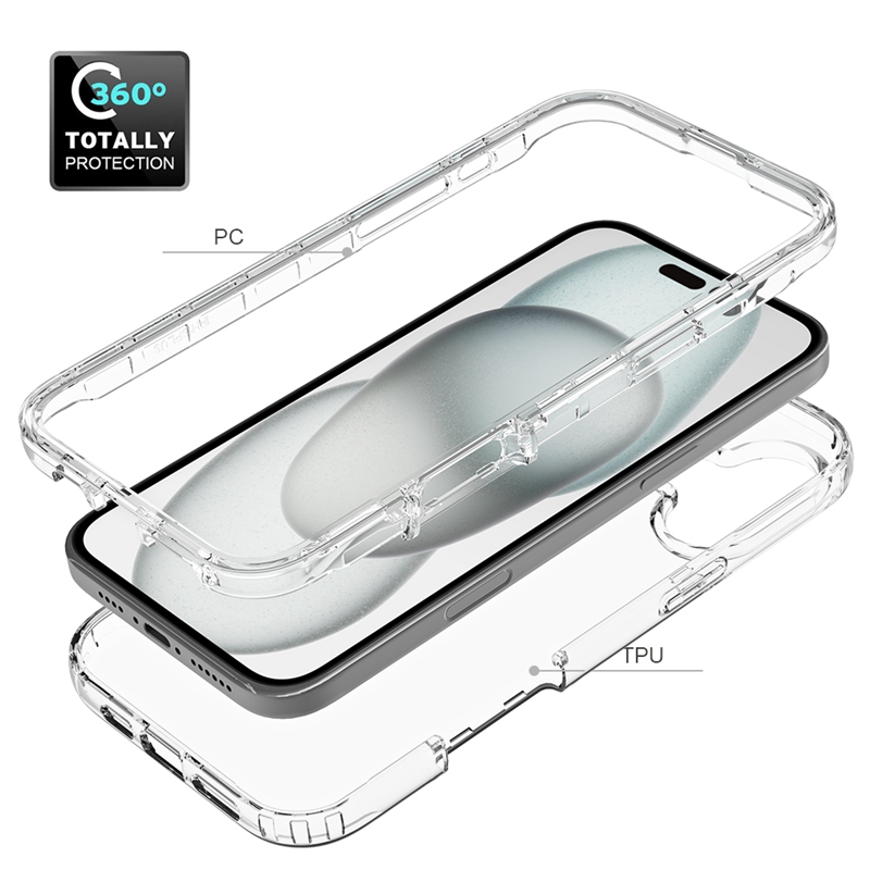 Clear 3in1 Shockproof Cases For Iphone 17 Air 16 Pro Max 15 Plus 14 13 12 11 X XR XS MAX 8 7 6 Iphone17 Transparent Hard Plastic PC Soft TPU Mobile Ce