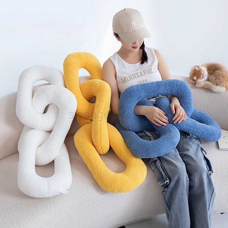 60-95CM Creative Iron Chain Knot Pillow Stuffed Soft Sofa Cushion Nordic Style Home Plush Decoration Irregular Shaped PlushB270720