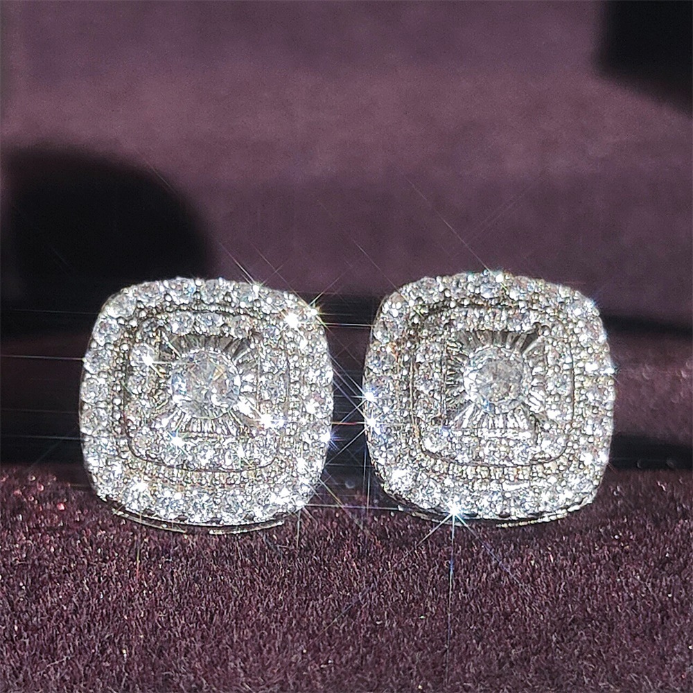Exquisite Square Blossom Dangle Earrings Featuring Sparkling Cubic Zircons Contemporary Statement Pieces Ideal For Special Occasions