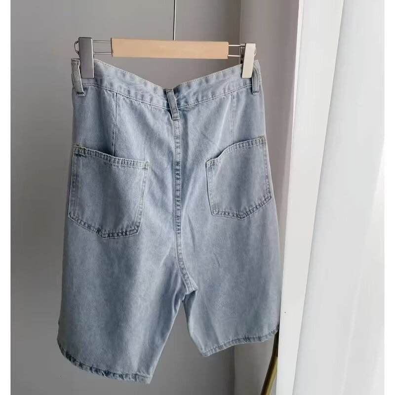 Summer thin denim shorts, Korean version, trendy holes, slim fit, casual fashion pants, men's five point horse pants