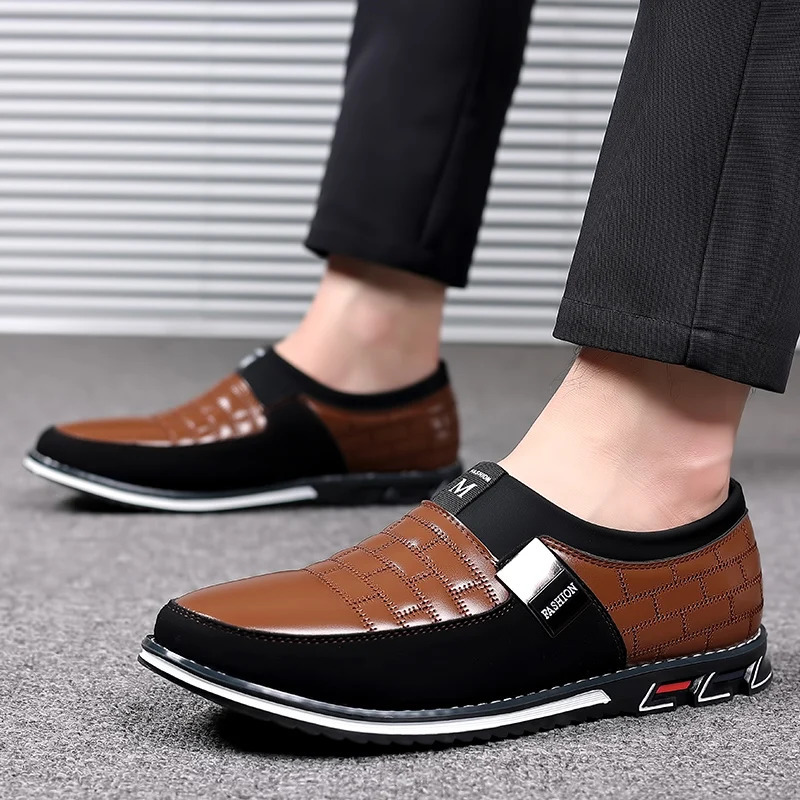 Men Business Shoes Slip on Party Men Shoes Comfortable PU Leather Shoes for Man Wedding Dress Shoes for Male Zapatos Hombre 240708