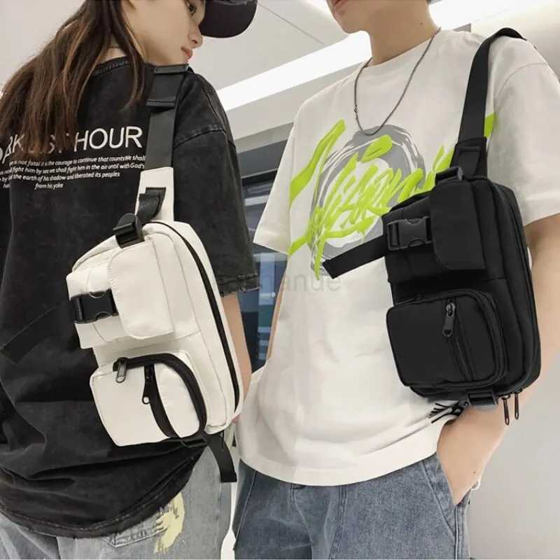 Minimalist Fanny Pack Multi-Pocket Black Mens Handsome Chest Bag Large Capacity Multi-pocket Crossbody Bag Mobile Phone SummeXJ240720