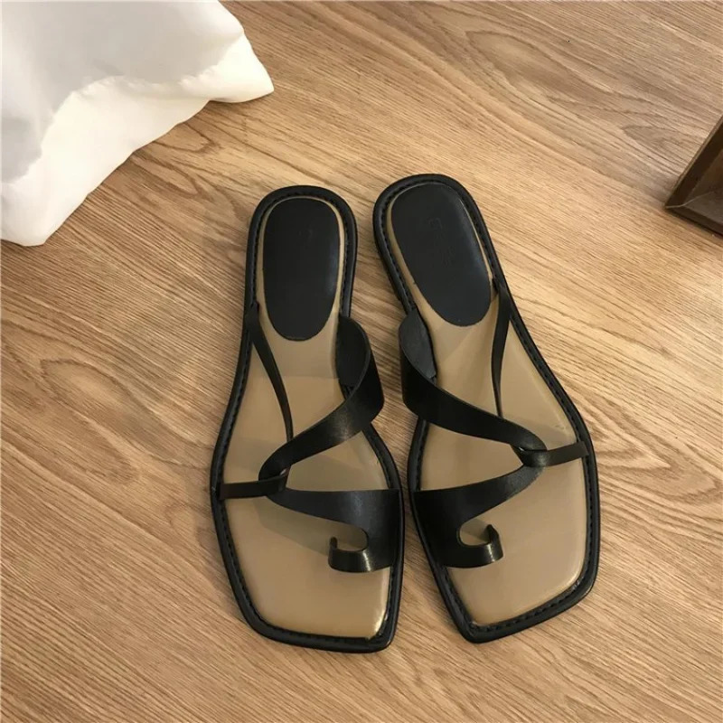 Sandals Women Summer 2024 Korean Version Clip Toe Flip Flops Outdoor Fashion Flat Casual Non-slip Sandals Female Beach Mules 240719
