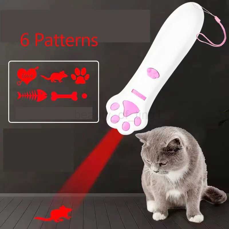 Laser Cat Teasing Stick 5 Modes + Red Dot LED Light Pointer Indoor Interactive Projection Toys Dog Kitten Pet Accessories zxx240720