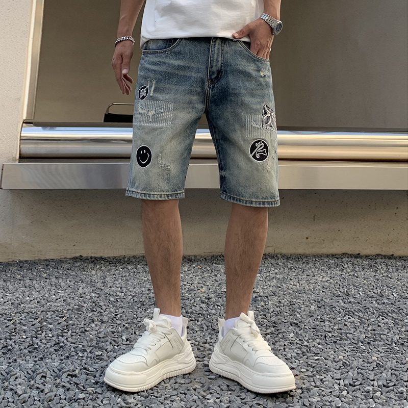 Purple Jeans shorts mens short designer jeans straight holes casual summer Night club blue Ksubi Jeans Women's Shorts style luxury Patch Same sty
