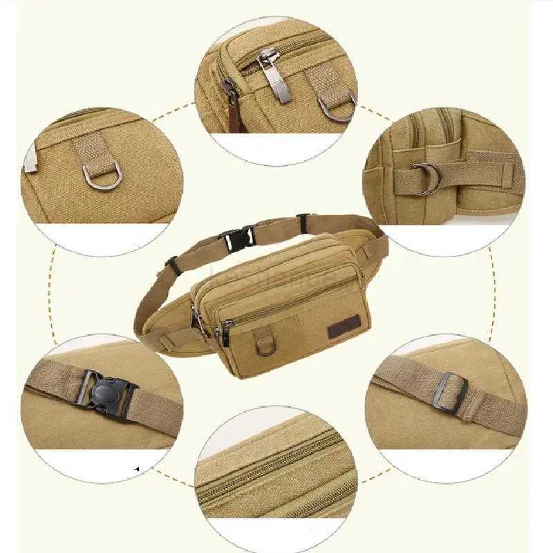 Fashion Men Women Waist Bag Casual Pack Purse Large Phone Belt Bag Pouch Canvas Outdoor Travel Phone Bag Banana Hip BagsXJ240720