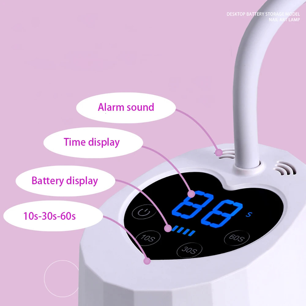 Wireless Nail Lamp LED UV Nail Dryer Rechargeable Auto Sensing Touch Control Fast Drying Nail Light 360° Bendable Table Lamp 240719