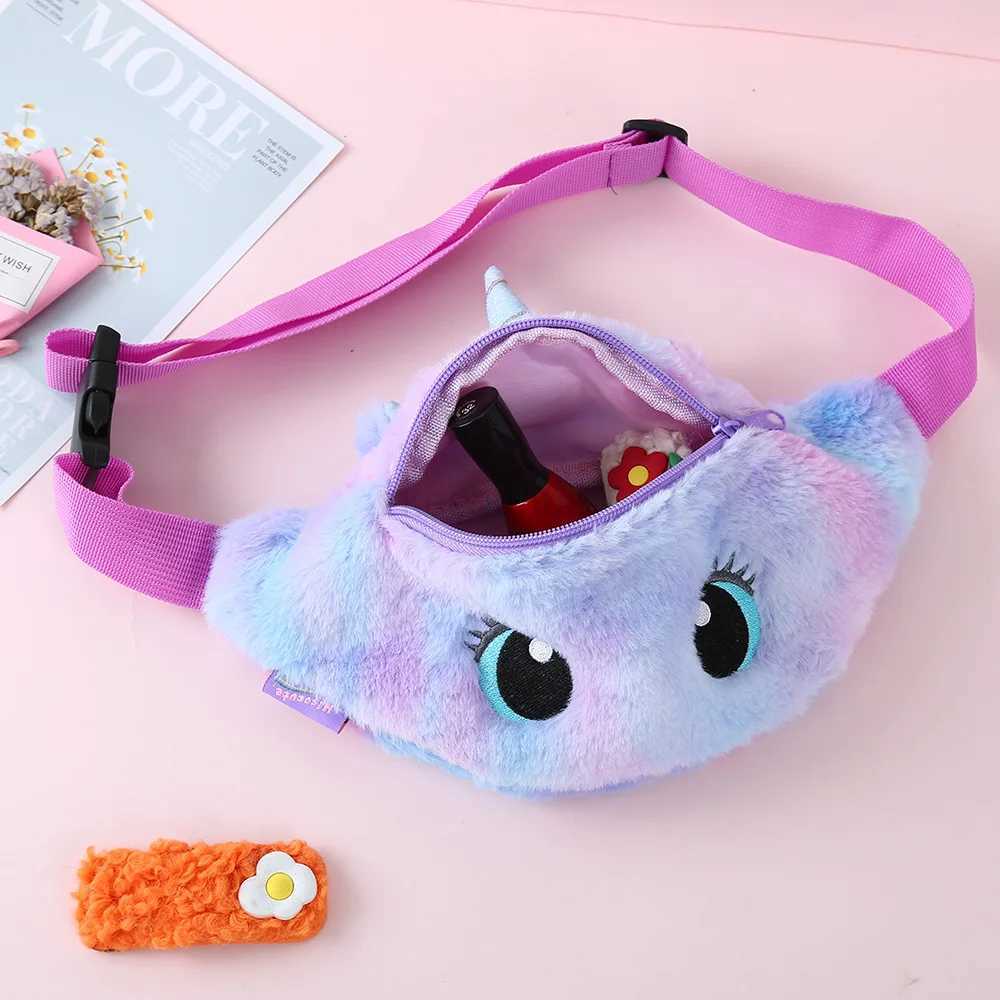 Childrens Cartoon Plush Cute Unicorn Fanny Pack Waist Bag New Fashion Girl Travel Phone Pouch Chest BagXJ240720