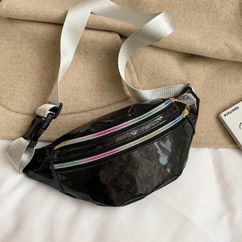 New Holographic Fanny Pack Hologram Waist Bag Laser PU Beach Travel Banana Hip Bum Zip Women Purse Belt Bags Girl Chest BagsXJ240720