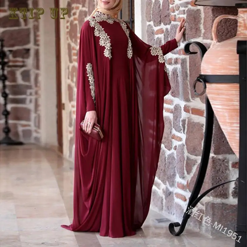 Turkey Muslim Abaya Women Dress Set Chiffon Splicing Bat Sleeve Oversized Gown Dresse Dubai Vestidos Largos Djelaba Femme Jilbab 240712