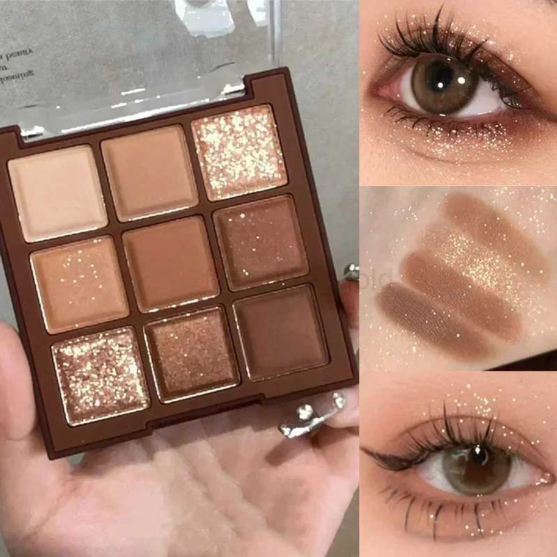 9 Colors Chocolate Eye Shadow Palette Pearly Matte Earth Color Eyeshadow Pallete Shiny Sequins Eye Pigments Lasting Makeup zxx240720