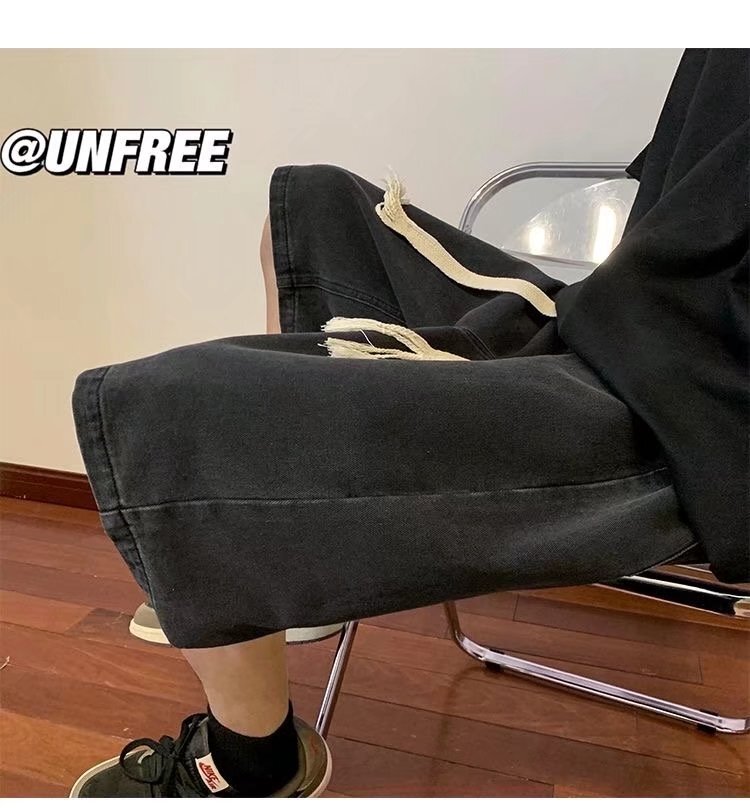 Work shorts, jeans, summer thin Korean version, men's trend, ins loose oversized casual pants