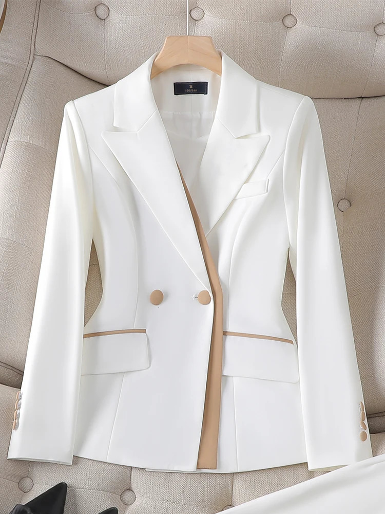 Pink White Fashion Female Blazer Women Office Ladies Business Work Jacket Coat For Autumn Winter 240715