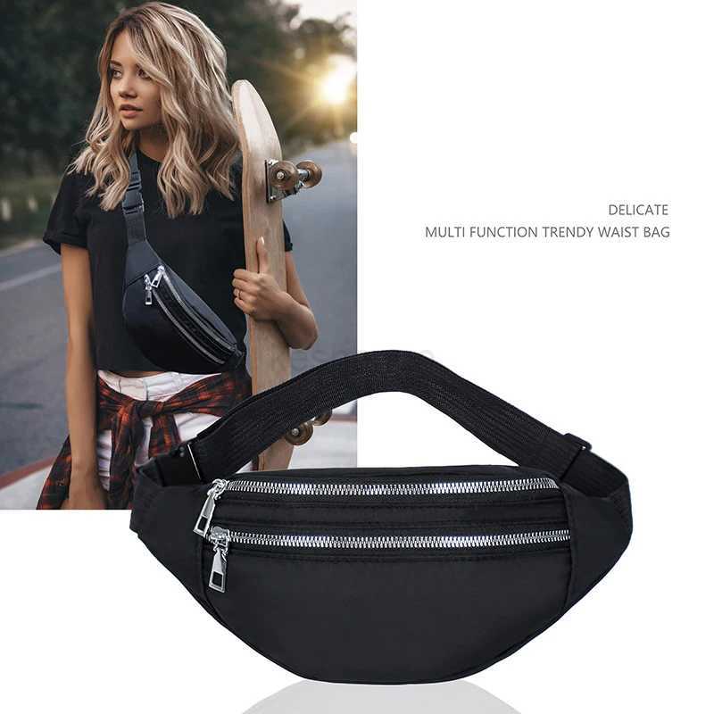 PUOU Waist Pack Bags for Women Nylon Fanny Packs Casual Womens Chest Bags Man Belt Pouch Travel Hip Bag Sport Purses PocketXJ240720