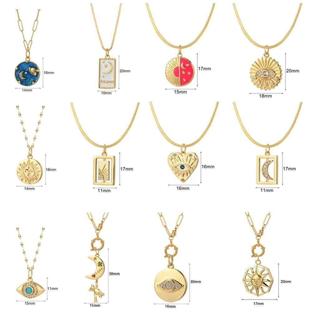 Pendant Necklaces Cute Moon Star necklace suitable for women bohemian evil blue eyes gold Dijes bear pendant long stainless steel chain J240719