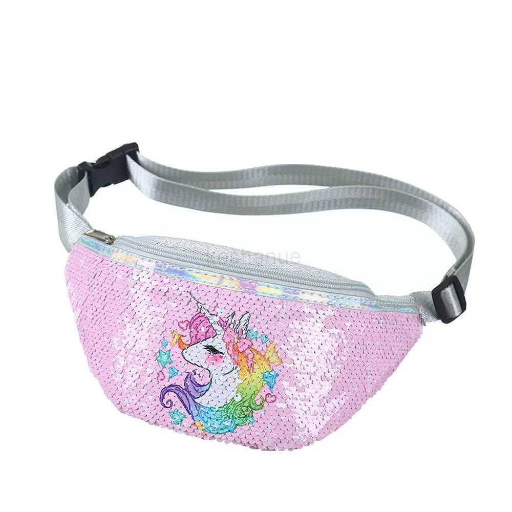Shiny Sequin Girls Waist Bag Cartoon Unicorn Fanny Pack Teenager Girl Outdoor Travel Bag Holiday GiftsXJ240720