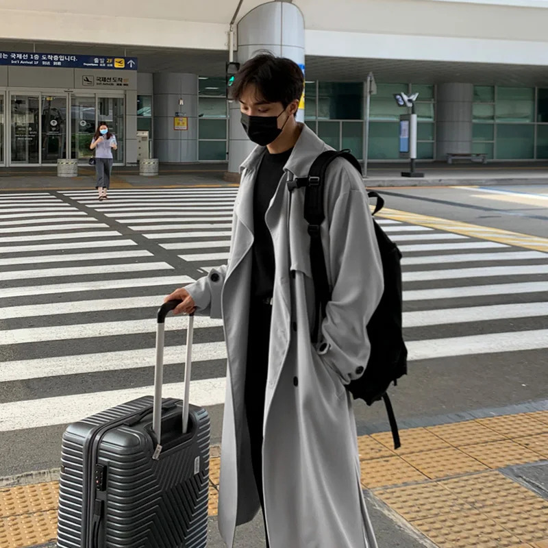 IEFB Autumn Korean Windbreaker Mens Medium Long Cape Casual Trend Handsome Loose Trench Coat Man Oversize Cloth 9Y5263 240719