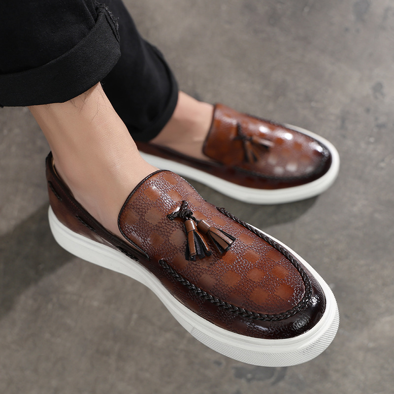 Italy Men Tassel Shoes Summer Leather Loafers Office Shoes For Men Driving Moccasins Comfortable Slip on Party Fashion Shoes Men