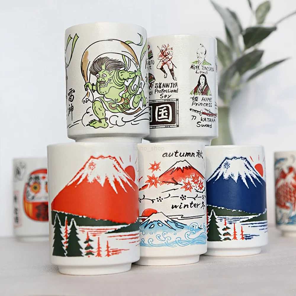 Japanese Impression Ceramic Mugs 300ml Tea Wine Sushi Sake Cup Funny Family Restaurant Decoration Travel Gift for FriendsBr240720