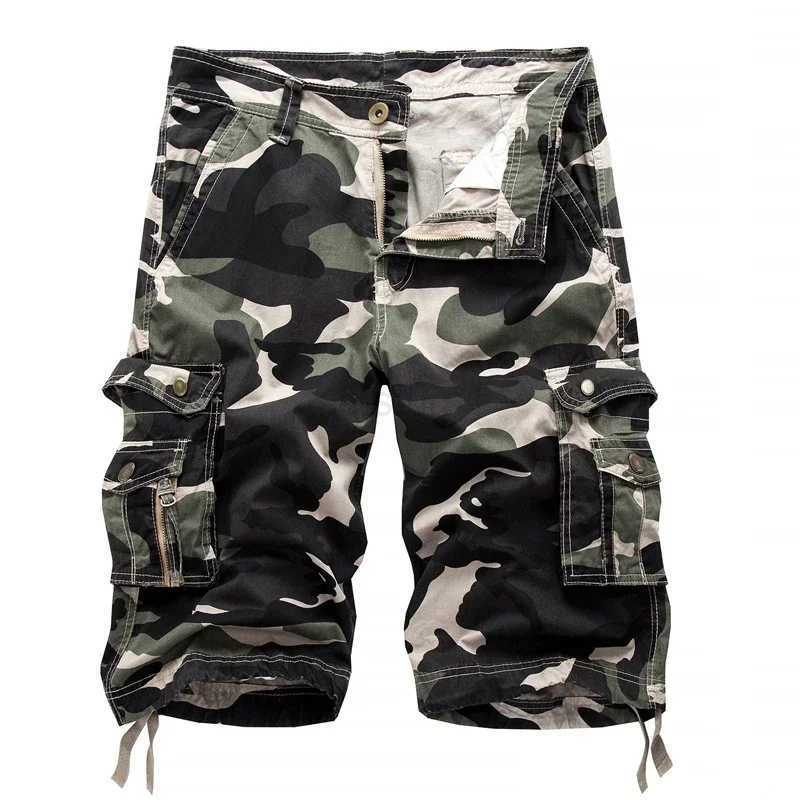 Summer Cargo Shorts Men Camouflage Cotton Casual Knee Length Pants Mens Brand Clothing Comfortable Camo Cargo Shorts M240720