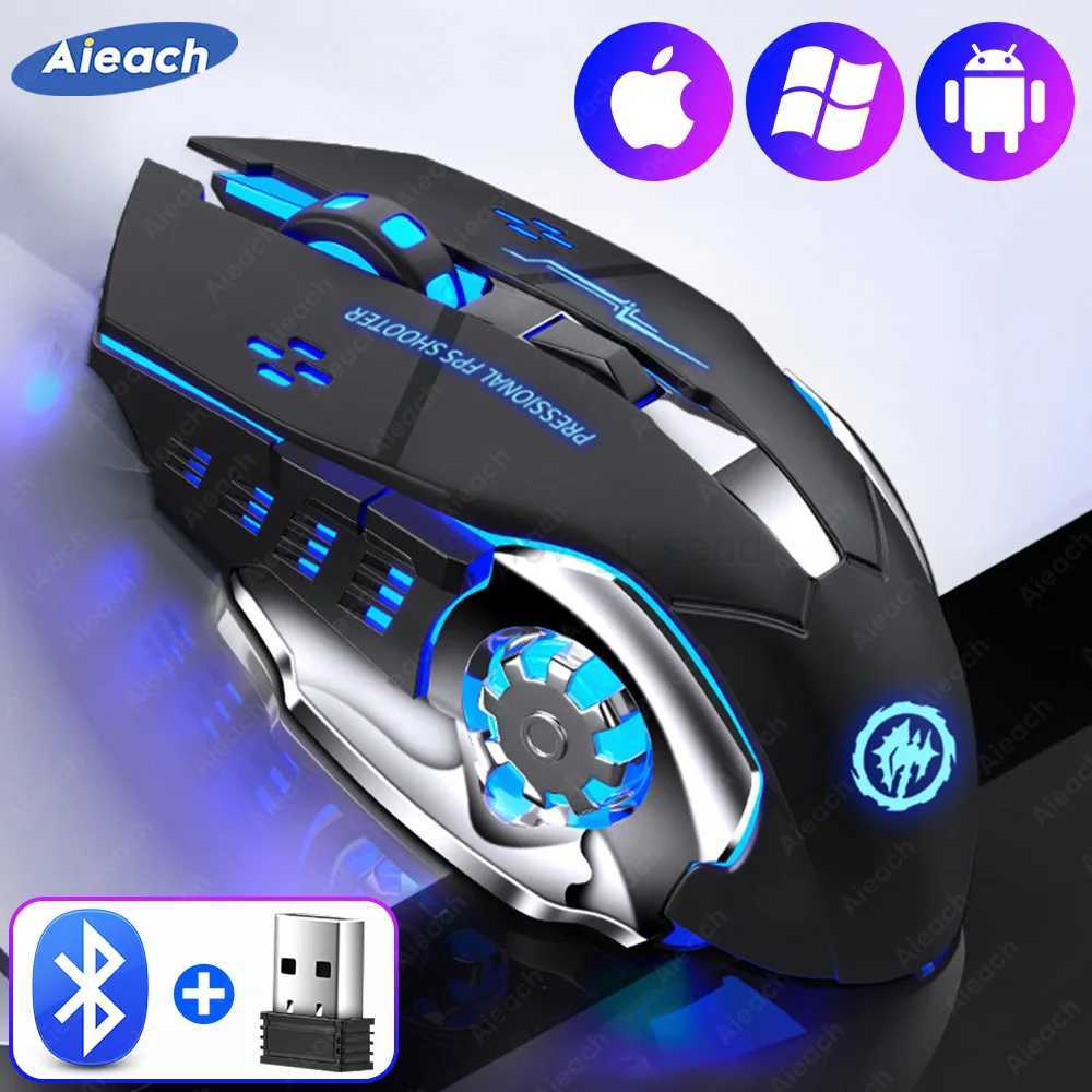 AIEACH Bluetooth Mouse Gaming Computer Rechargeable Wireless Mouse USB Mechanical E-Sports Backlight PC Gamer Mouse For ComputerCL240720