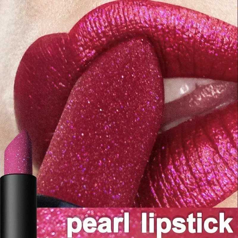 Makeup Pearl Lipstick Waterproof Diamond Glitter Lip Gloss Long Lasting Shiny Moisturizing Lips StickXJ241205