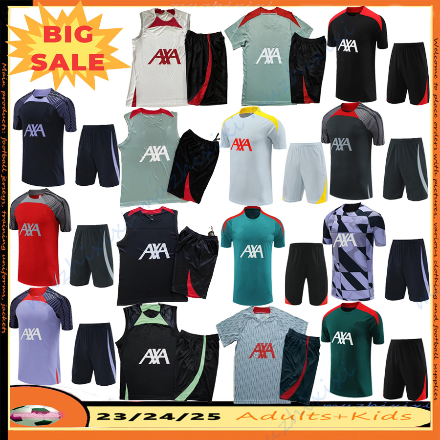 2024 2025 Short sleeved suit Men soccer tracksuit 23 24 25 soccer jersey kids football training suit tracksuits survetement foot chandal jogging kits sets AXA