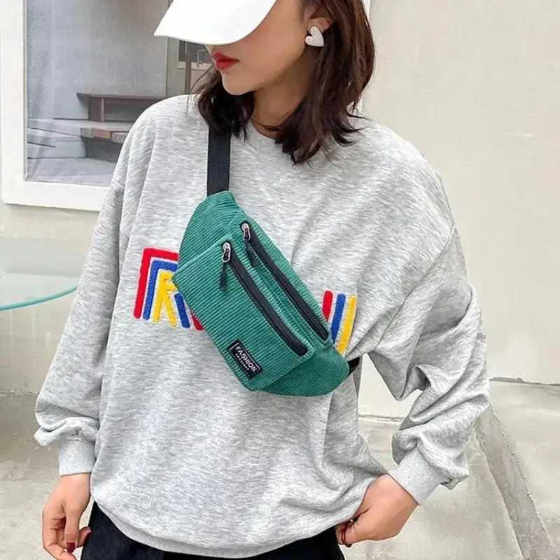 Popular Corduroy Womens Waist Bag Small Canvas Ladies Casual Shoulder Crossbody Bags Fashion Fanny PackXJ240720