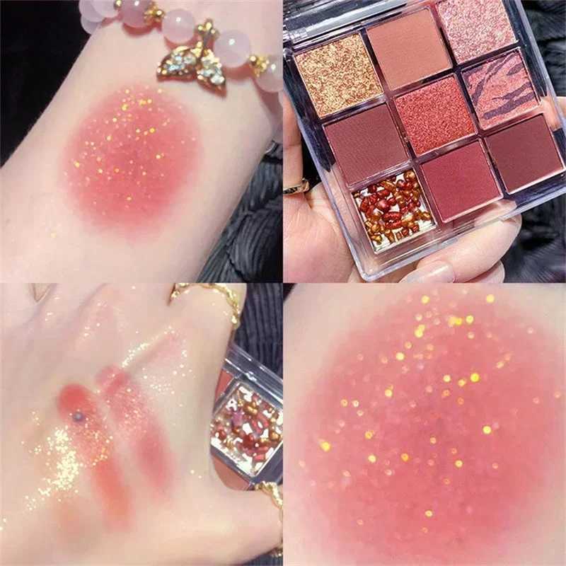 9 Colors Chocolate Eye Shadow Palette Pearly Matte Earth Color Eyeshadow Pallete Shiny Sequins Eye Pigments Lasting Makeup zxx240720