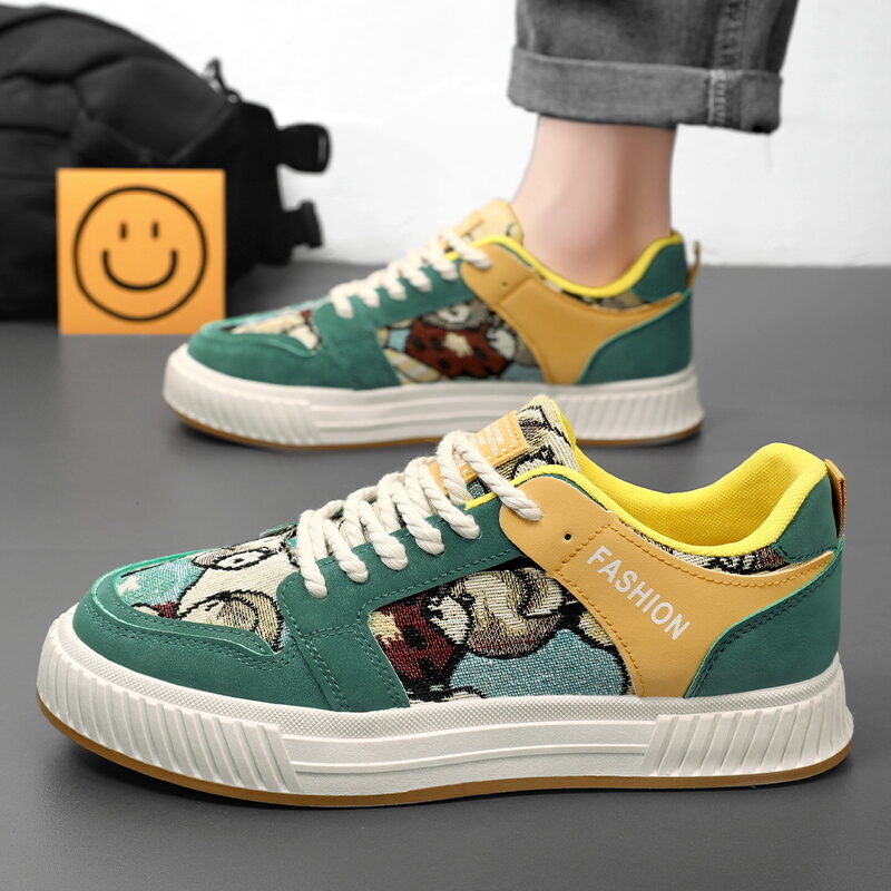 Men's Canvas New Platform Sneakers Trendy Lace-up Bear Skate 2024 Men Street Versatile Casual Shoes Tenis Male