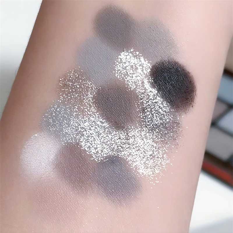 DIKALU Dark Knight Cool Nine Color Eyeshadow Tray Pearl Fine Flash Dark Metal Punk Smoky Eye Gray Black zxx240720