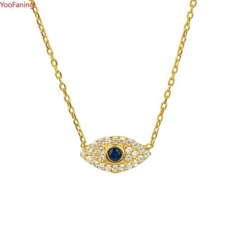 Pendant Necklaces YooFaning 925 Sterling Silver Gold Chain Crystal Zirconia Evil Eye Necklace Diamond Anniversary Gift Wedding Girl Huggie JewelryL246