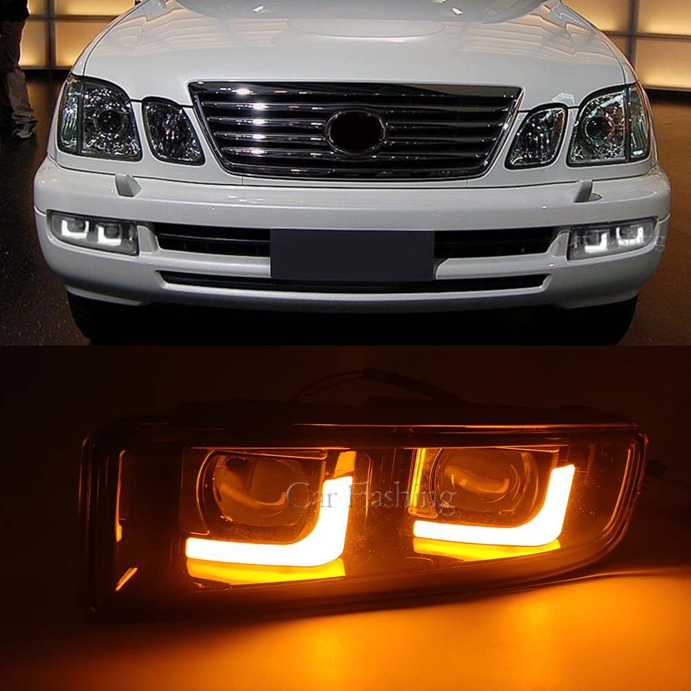 Car DRL For Lexus LX470 1998-2007 LED Turn Signal Daytime Running Light Daylight Front Bumper Fog Light Assembly Fog Lamp