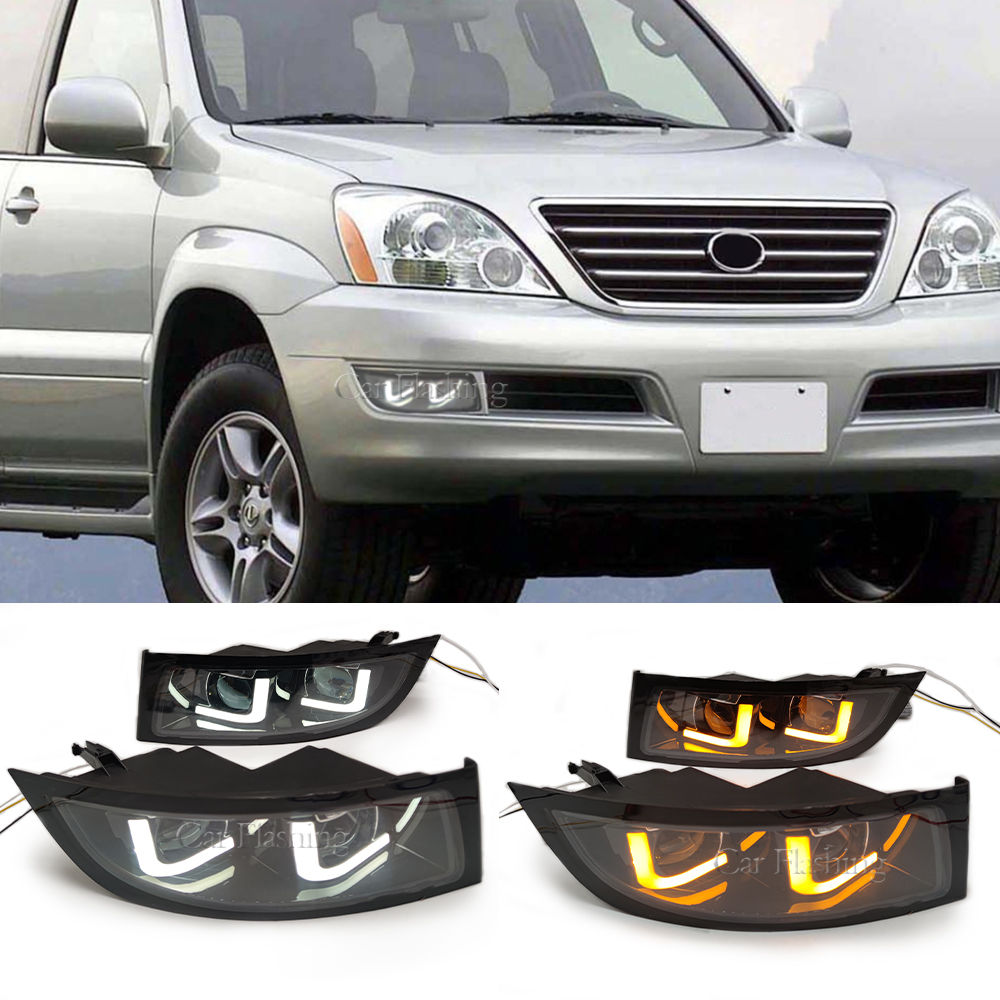 Car DRL For Lexus GX470 UZJ120 2003 2004 2005 2006 2007 2008 2009 LED Turn Signal Daytime Running Light Fog Light Assembly
