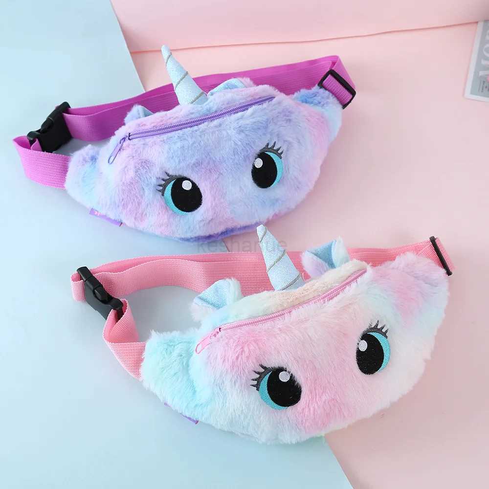 Childrens Cartoon Plush Cute Unicorn Fanny Pack Waist Bag New Fashion Girl Travel Phone Pouch Chest BagXJ240720