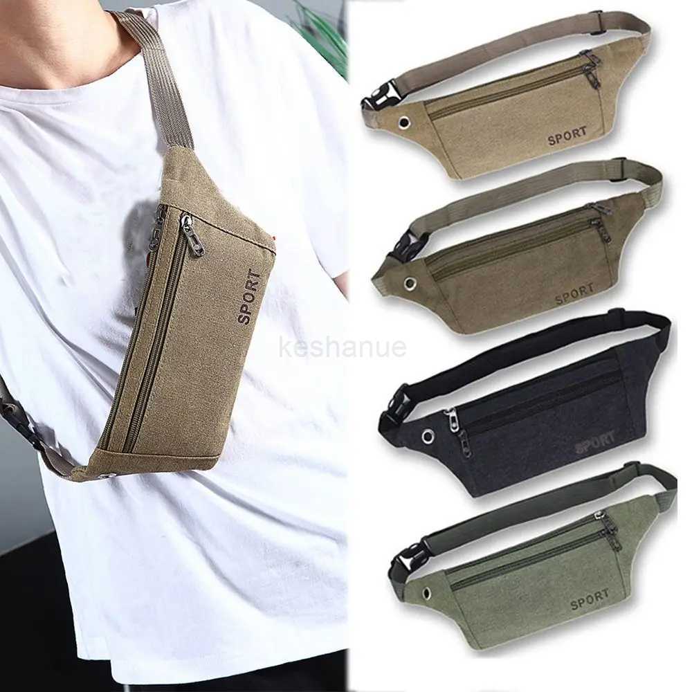 Multi-Pockets Fanny Pack Pouch Bag Women/Men Waist Packs Hip Purse Satchel Canvas Belt Bags Casual WalletXJ240720
