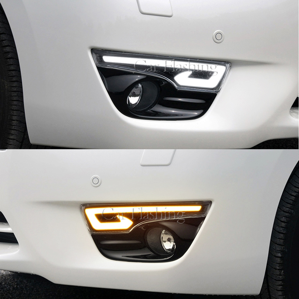 Car DRL For Nissan Altima Teana 2013 2014 2015 2016 Daytime Running Lights fog lamp cover With turn signal Daylight