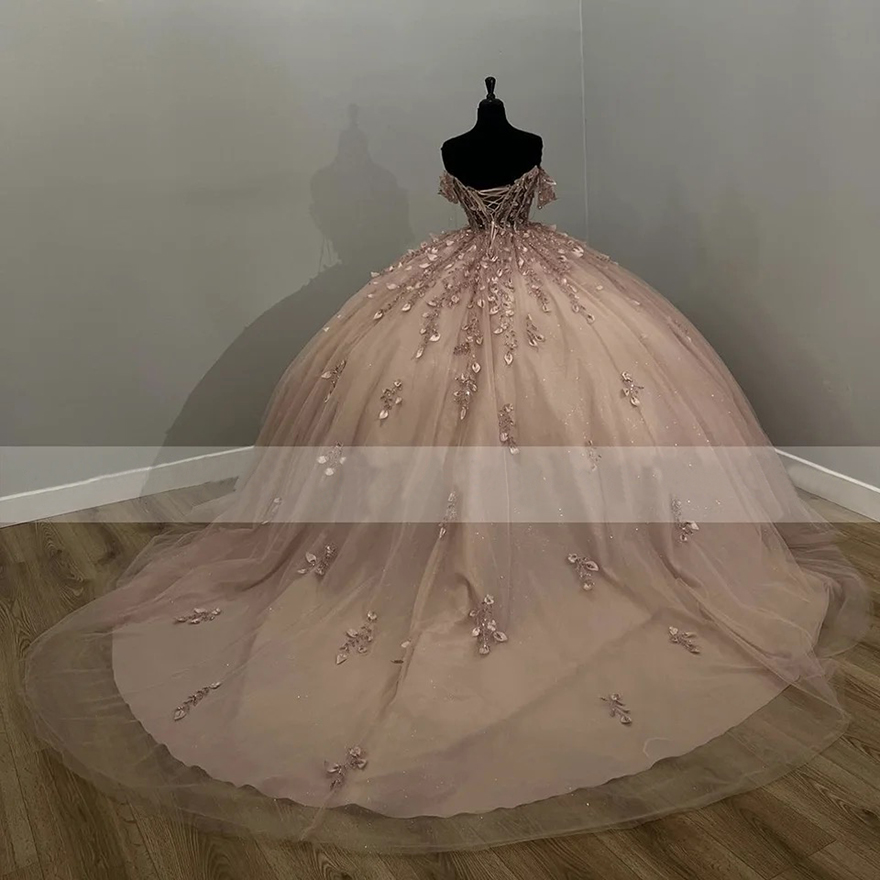 Quinceanera Dress Pink Off The Shoulder Beading Appliques Sparkg Ball Birthday Formal Party Gown Robes De Soiree 6660311