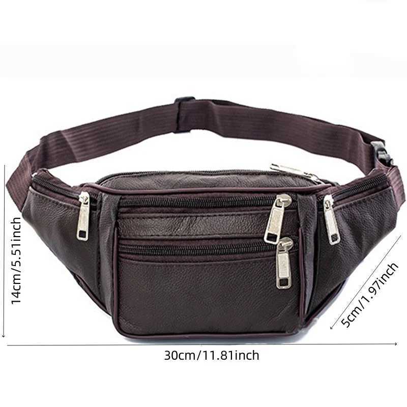 Genuine Leather Waist Bag Men Waist Pack Waist Bag Funny Pack Belt Bag Men Chain Waist Bag for Phone Pouch Mens Fanny PackXJ240720
