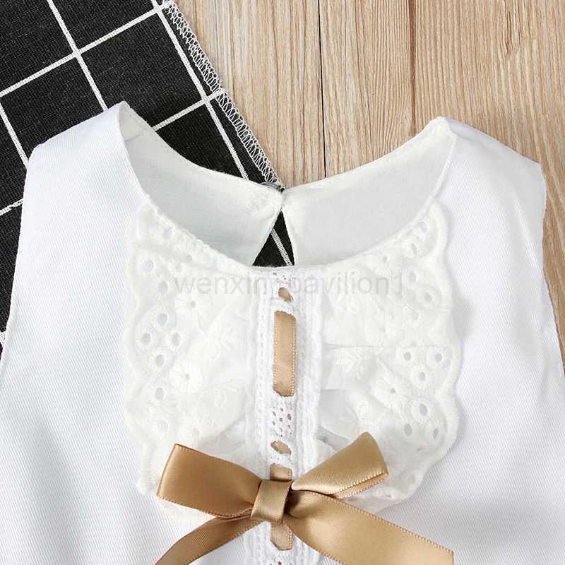 2024 Baby Summer Clothing 0-24M Infant Newborn Baby Girl Lace Dress Sleeveless Bowknot Rib Solid White Shift Gown HeadbandXJ240720