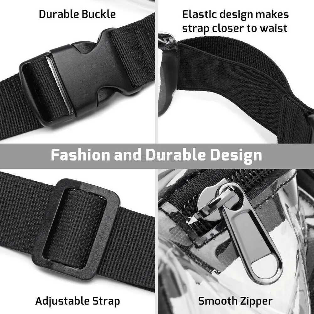 PVC Women Waist Fanny Pack Belt Bag Hip Bum Bag Clear Transparent Chest PouchXJ240720