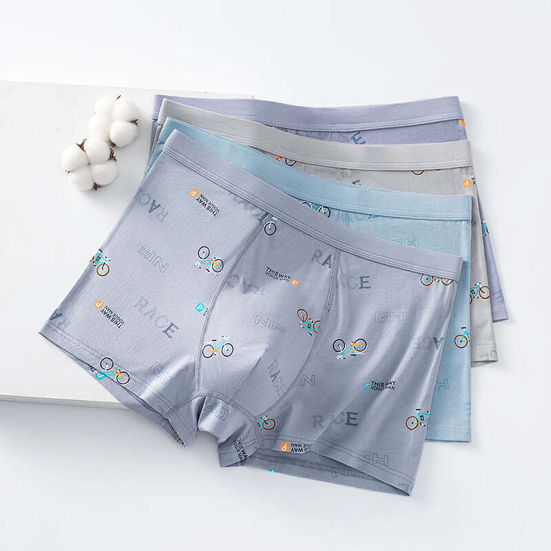 Fashionable Printed Underwear for Teenagers During Their Developmental Period, Men's U-shaped Protruding Large Space Cotton Student Boxer Shorts 