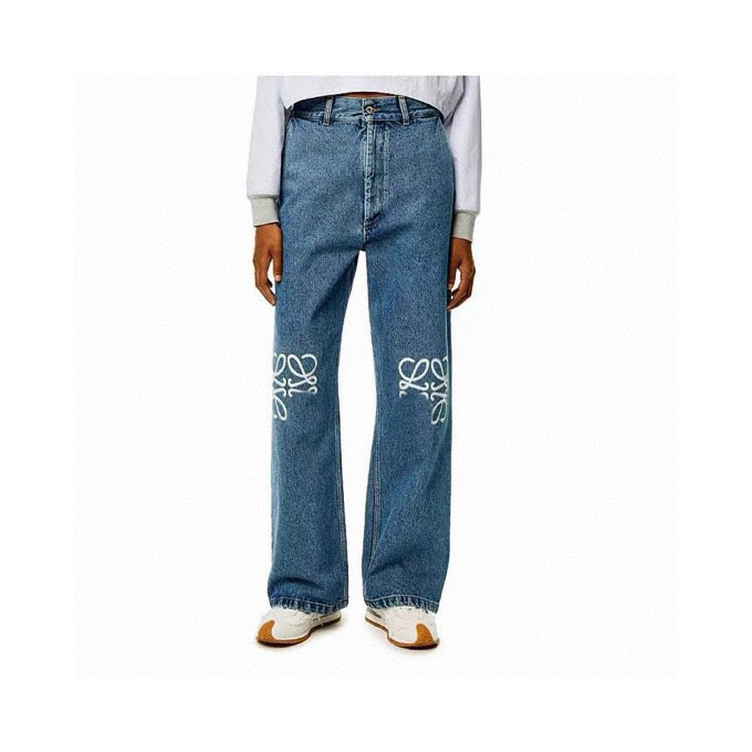 Womens jeans Designer blue denim pants luxury brand loeweses embroidered logo classic denim straight pants high-end custom fashion denim pants for women