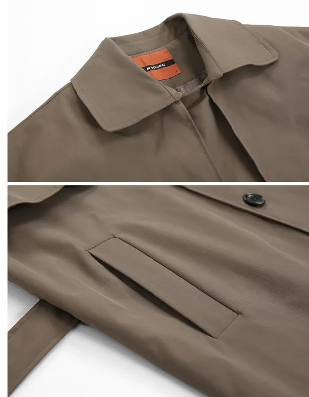 IEFB Autumn Korean Fashion Double Breasted Windbreaker Mens Middle Long Loose Handsome Mens Trench Coat Belt 9Y5262 240719