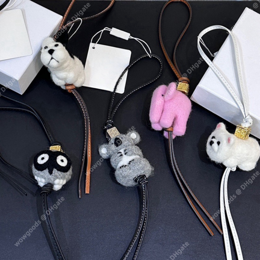Luxury Bag Charm Designer Bag Ornament Accessories Cute Dog Koala Owl Animal Doll Men Women Car Hanging Keychain Purse Decoration Handmade Wool Felt DIY with Gift Box